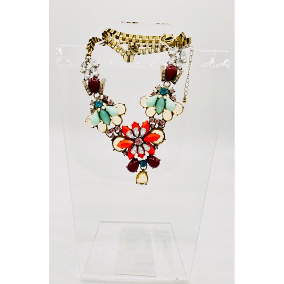 J Crew Multicolor Rhinestone Flower Adjustable Statement Necklace - Picture 4 of 9